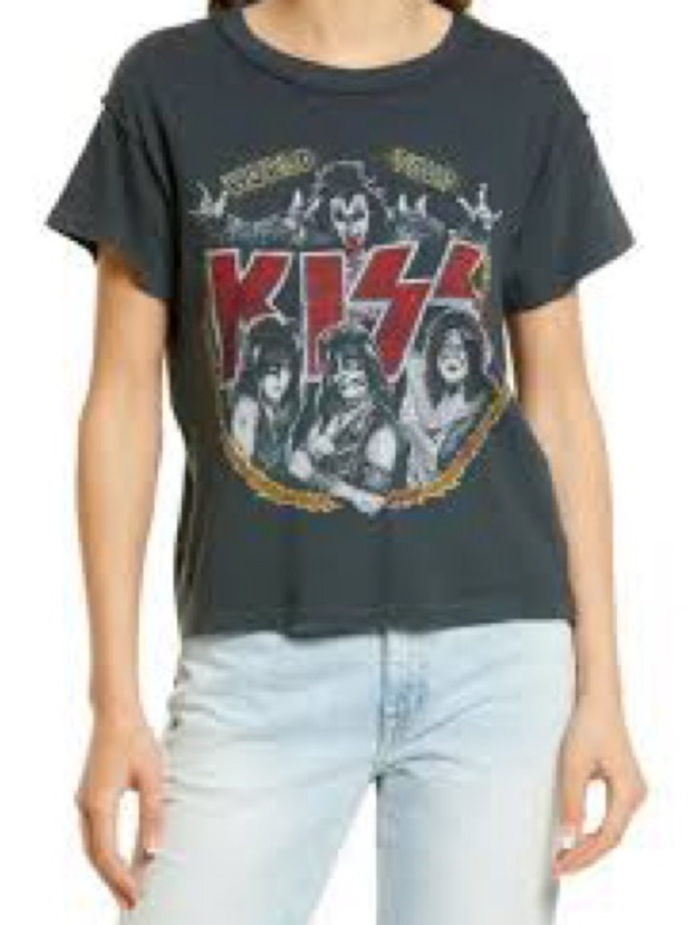 Daydreamer KISS Graphic Tee in Charcoal with Red Logo